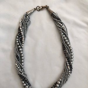17 inch necklace. All shades of gray.